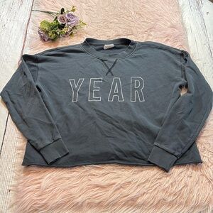 Year of Ours YEAR Washed Black Cut Off Sweatshirt sz XS
